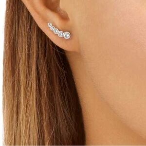 Harley ear cuffs . Round cut, White, Rhodium plated